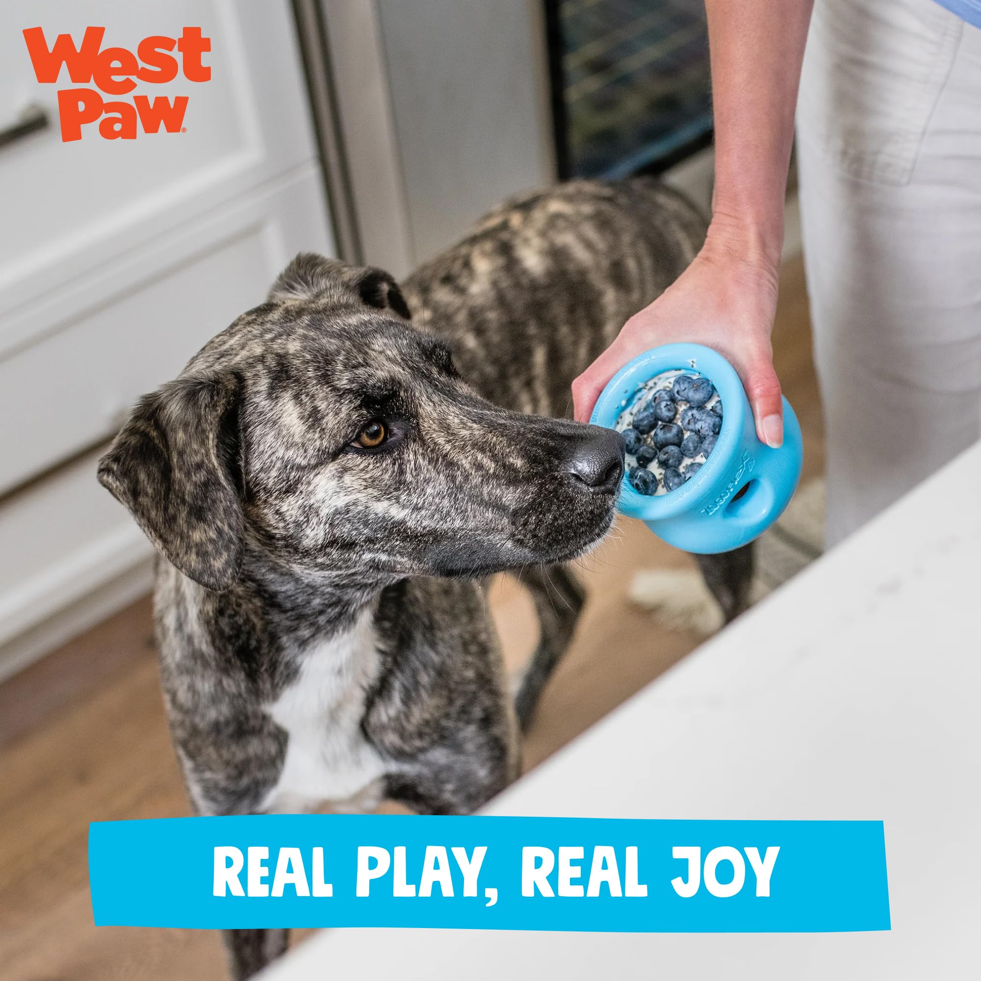 West Paw Toppl sunflower yellow XL used for long-lasting mental challenge in large dogs.