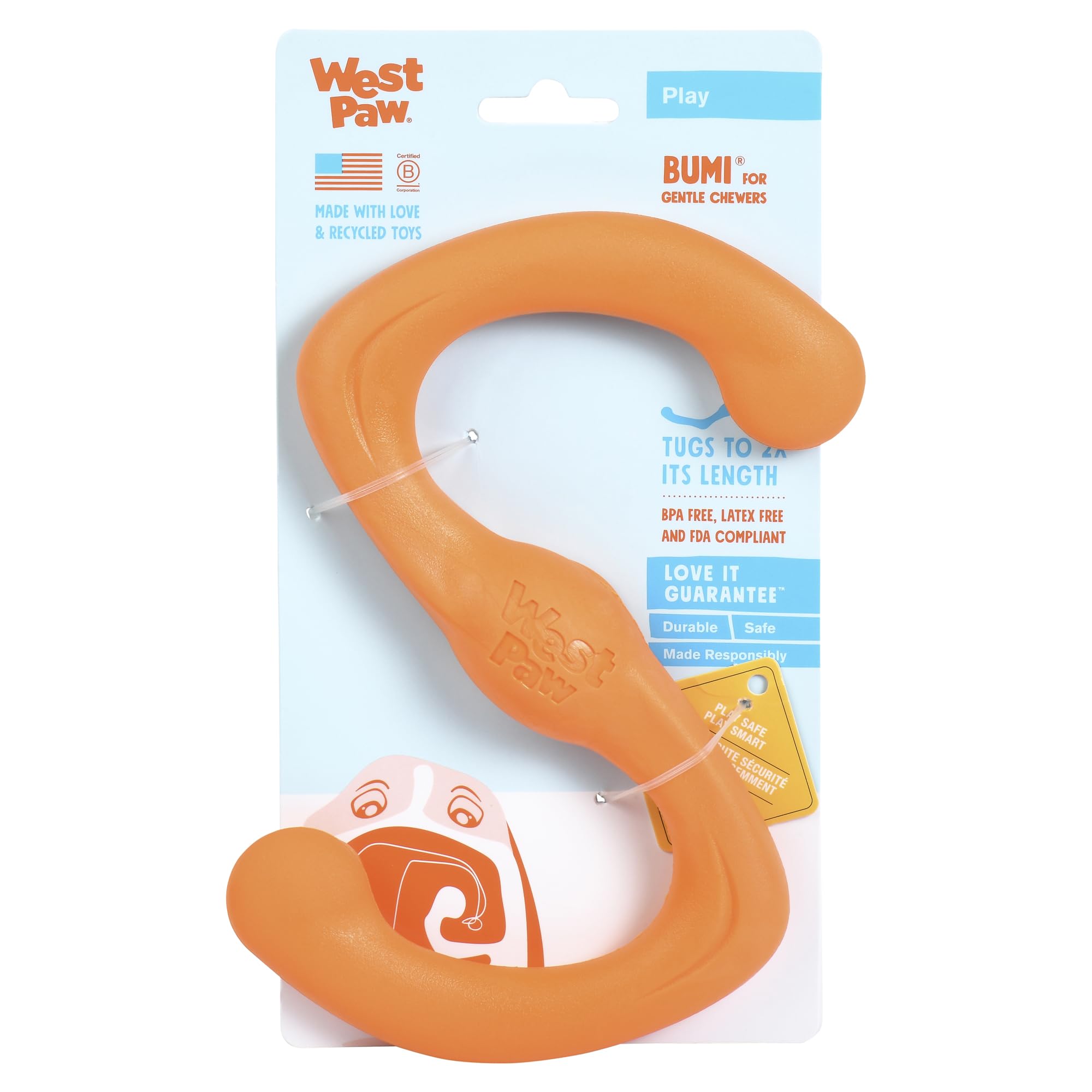WEST PAW Zogoflex Bumi dog interactive toy during tugging
