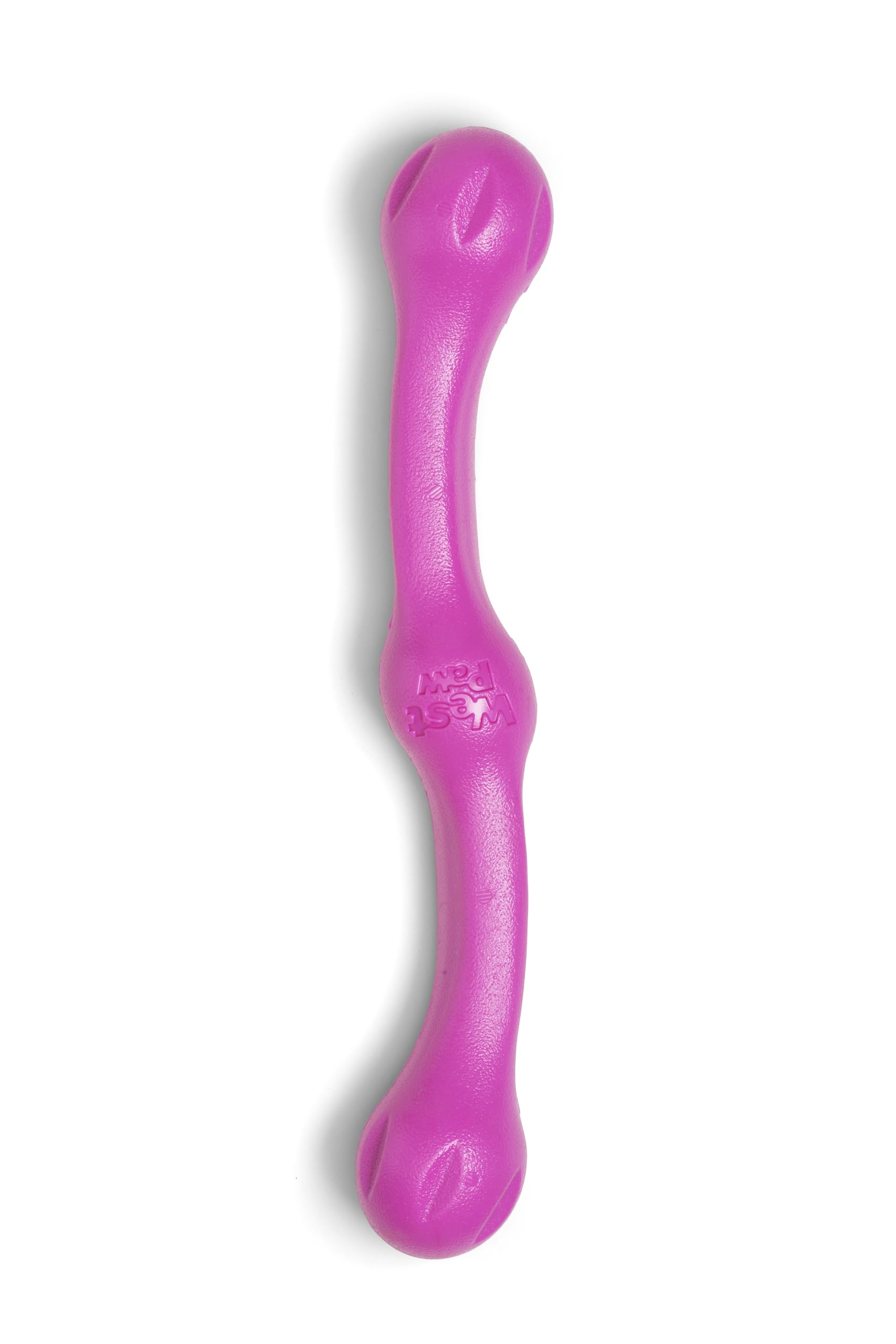 West Paw Zogoflex Echo Zwig Squeezy pink fetch stick, side view, for safe, high-visibility play.