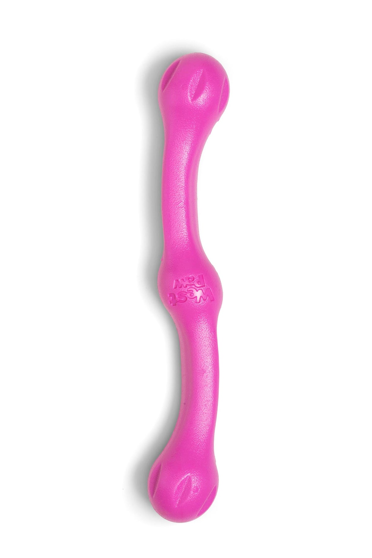 West Paw Zogoflex Echo Zwig Squeezy pink fetch stick, side view, for safe, high-visibility play.