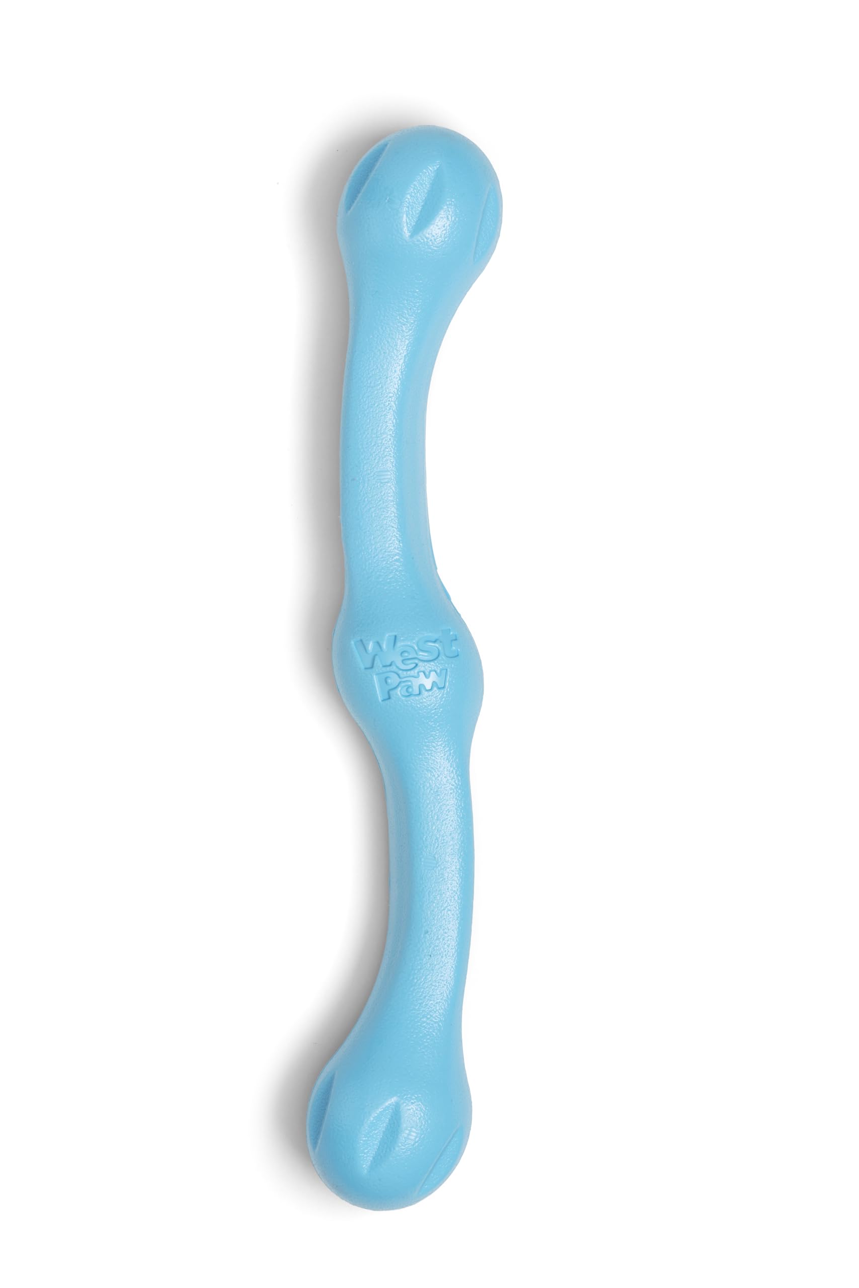 WEST PAW Zogoflex Echo Zwig Squeezy front view in aqua blue, ideal for fetch.