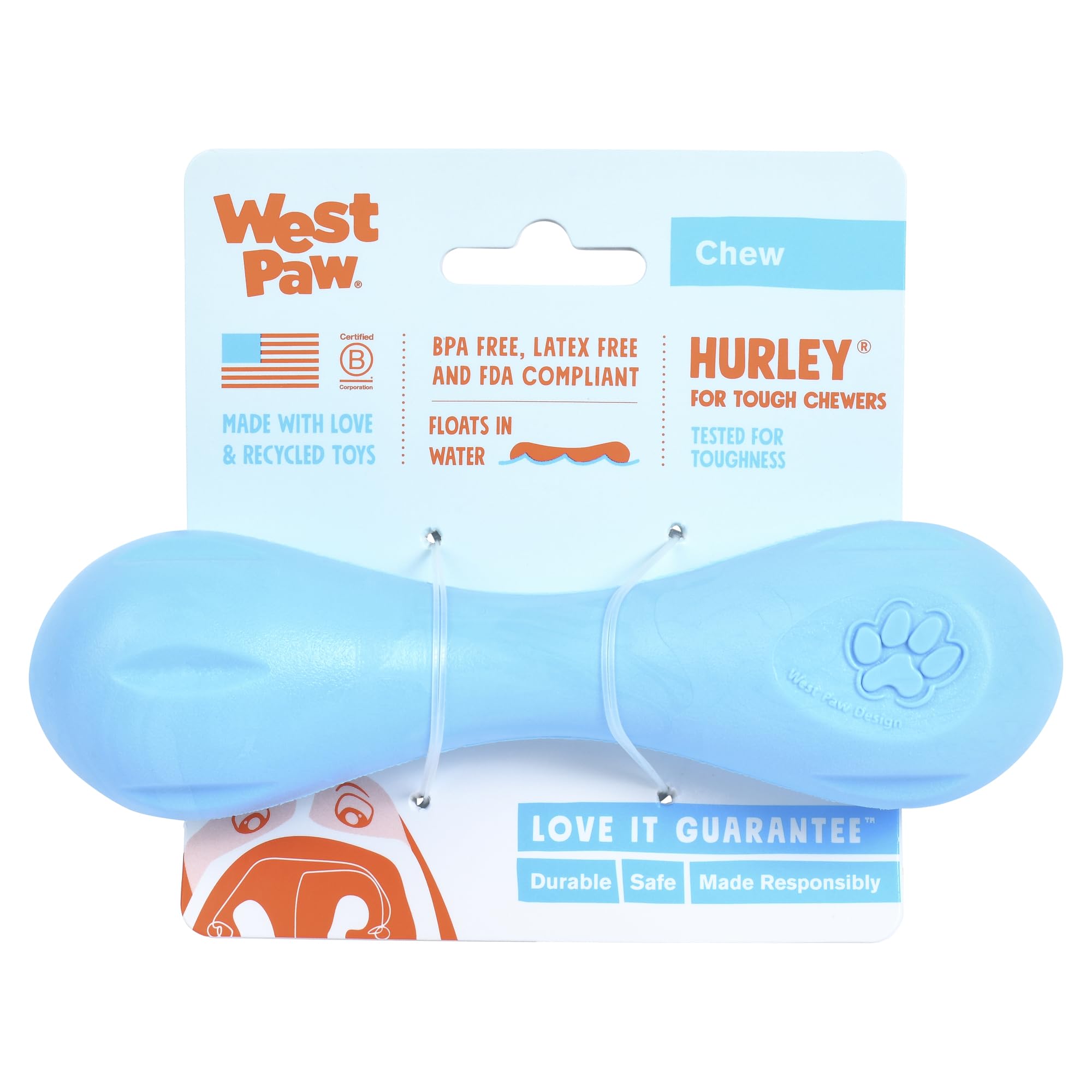 WEST PAW Hurley bone in action for fetch and water play