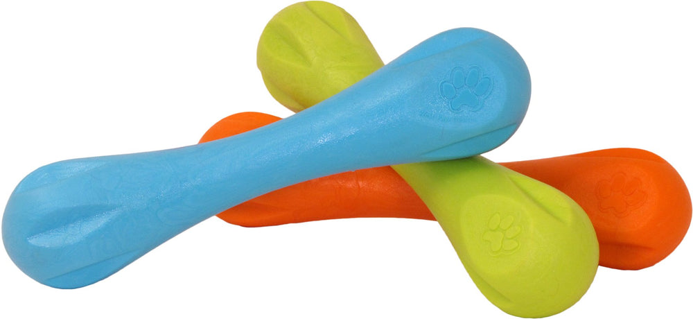 WEST PAW Zogoflex Hurley bright-color-dog-toy enhances visibility during playtime.