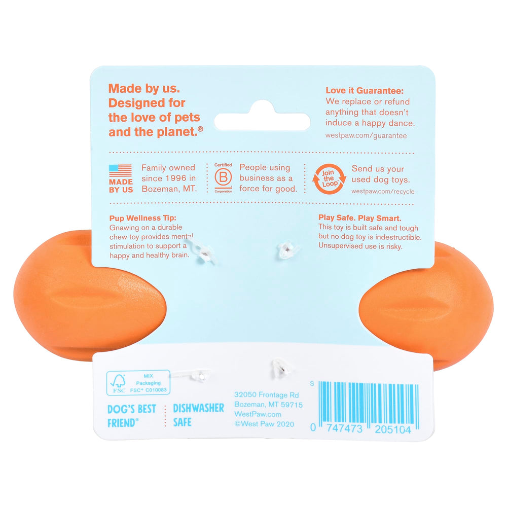 WEST PAW Zogoflex Hurley bright Tangerine color enhances visibility during outdoor play