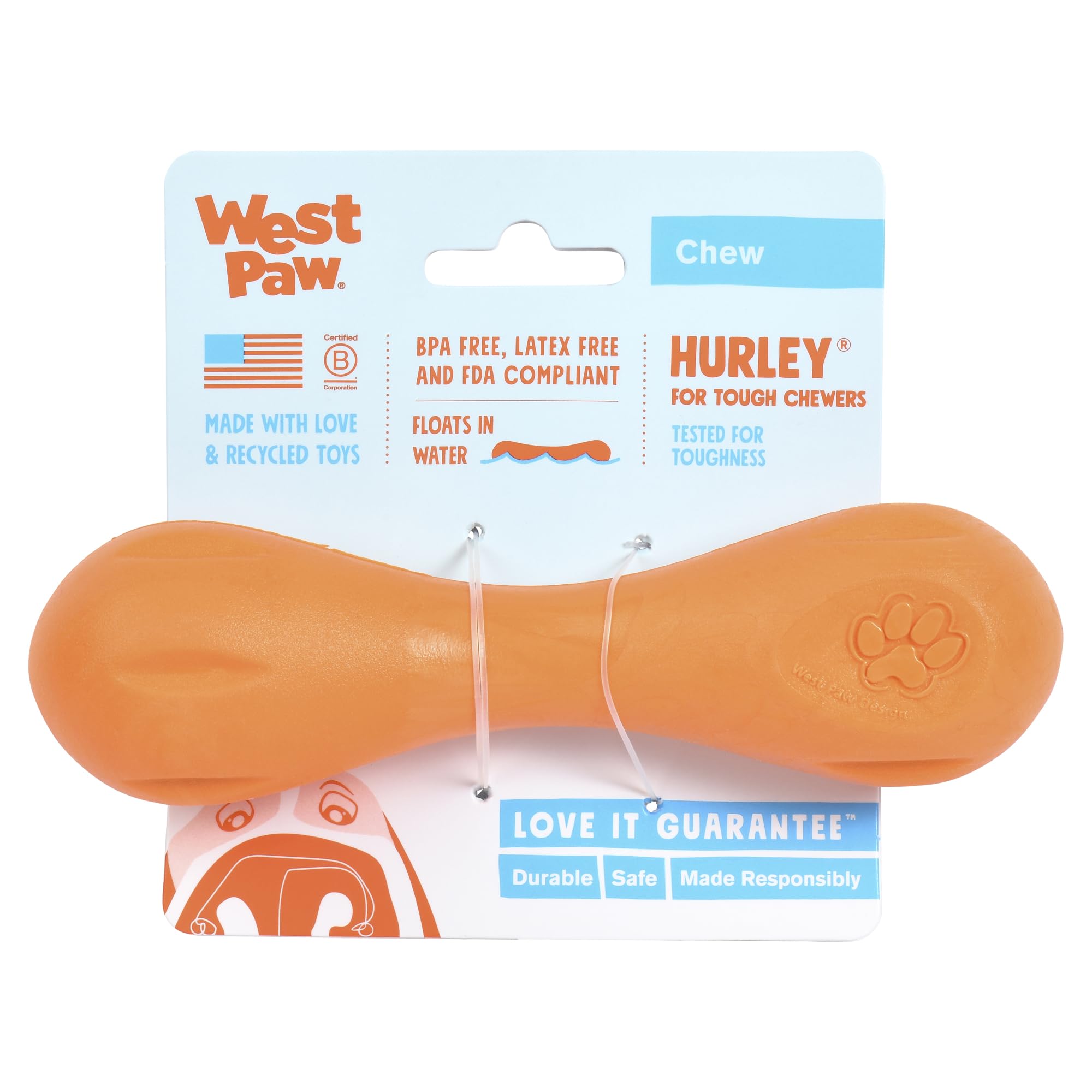 WEST PAW Zogoflex Hurley floating in water for fetch and play