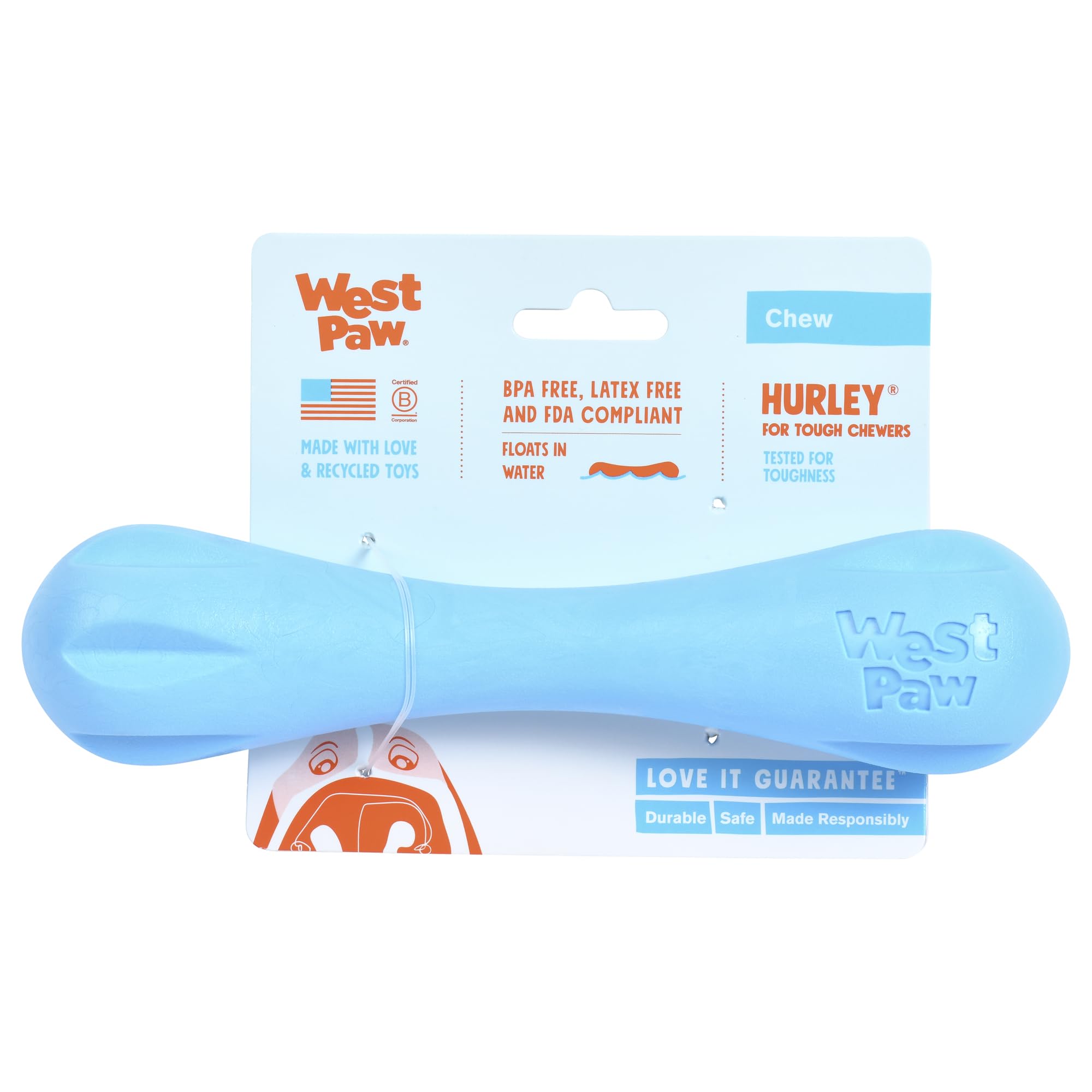 WEST PAW Zogoflex Hurley floatable-dog-toy-aqua ideal for water fetch sessions.