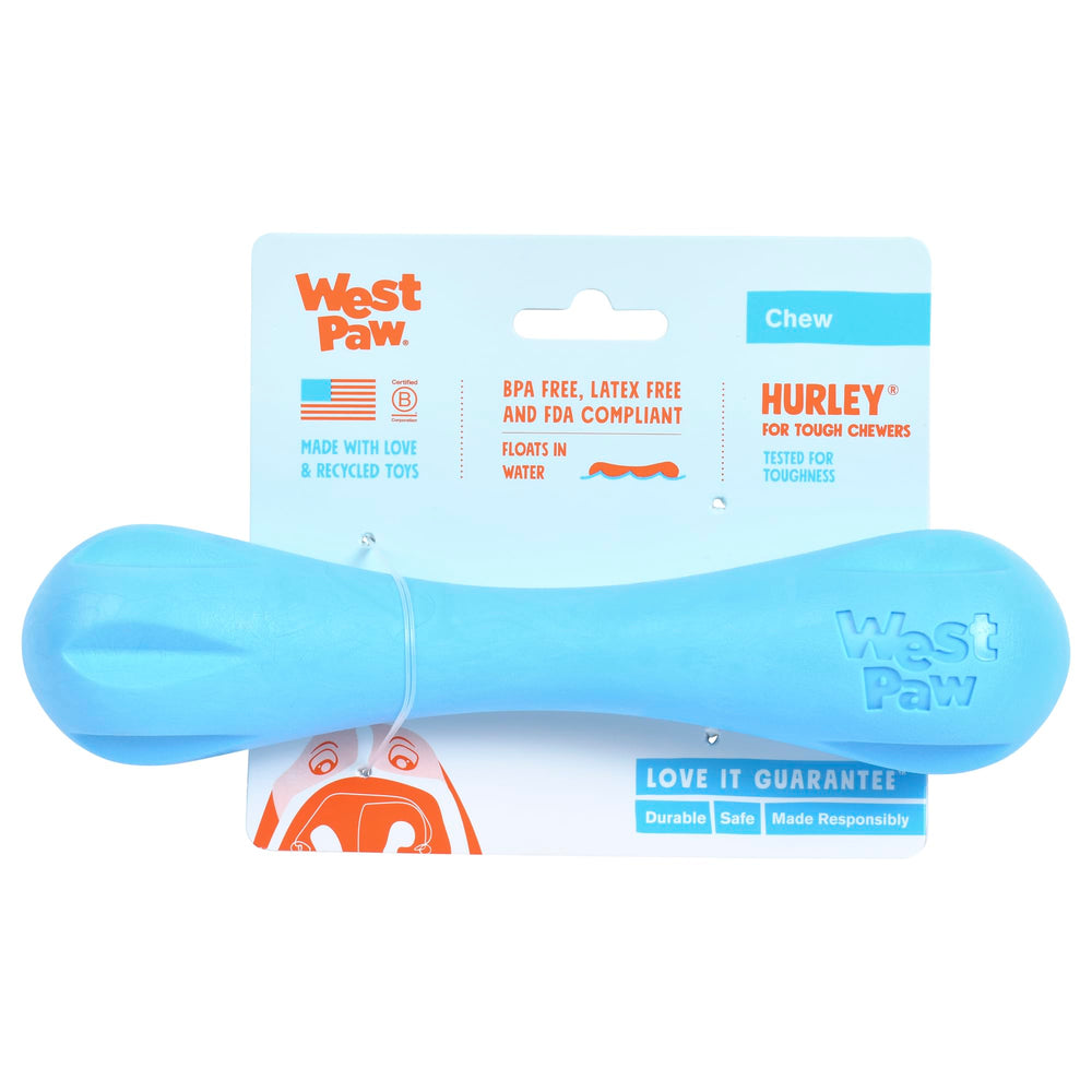 WEST PAW Zogoflex Hurley floatable-dog-toy-aqua ideal for water fetch sessions.