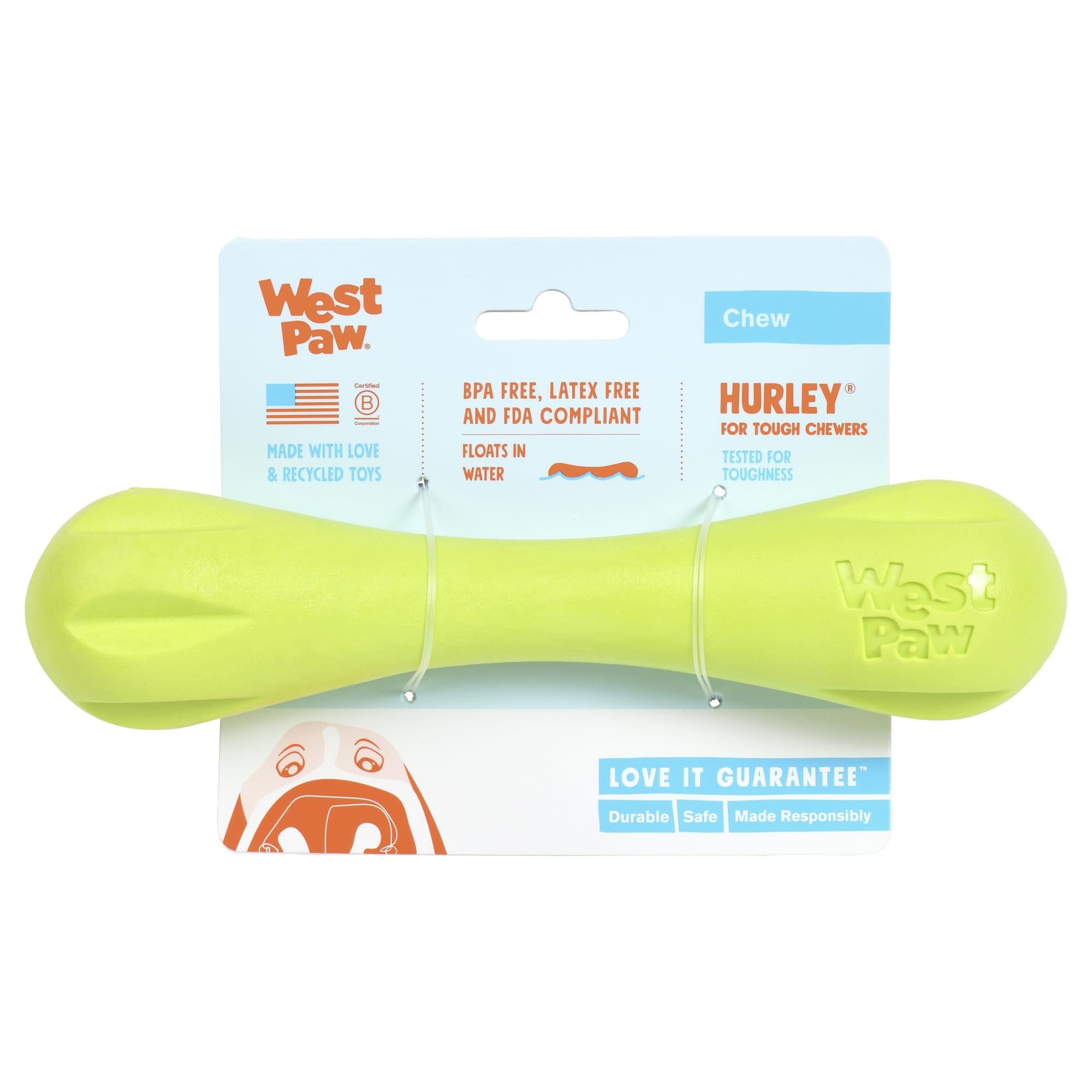 WEST PAW Zogoflex Hurley floatable bone for water and land play.