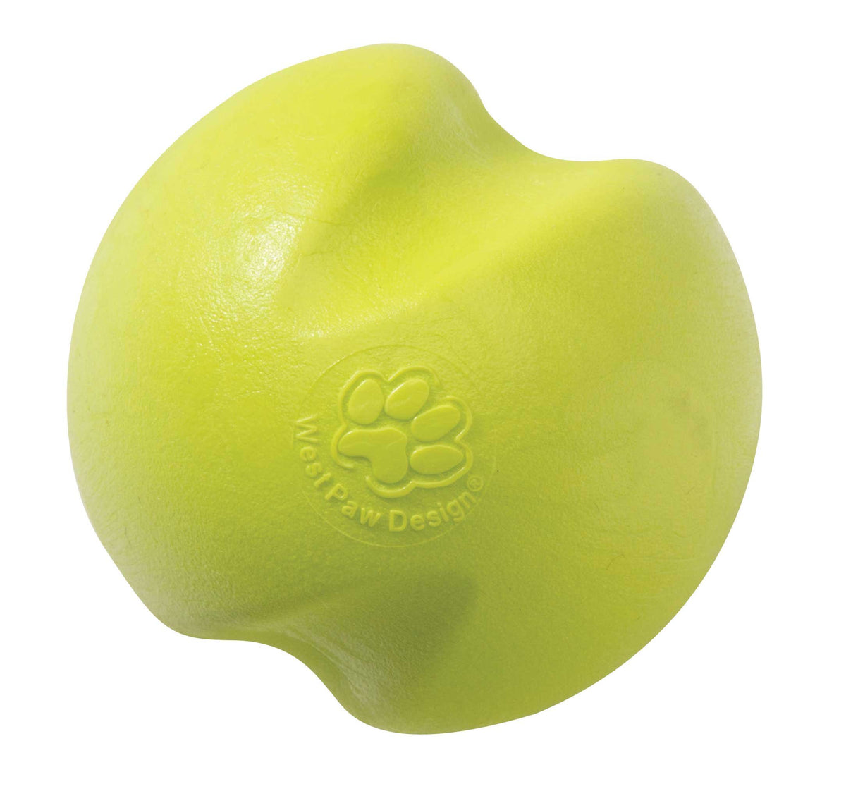 West Paw Zogoflex Jive Ball front view, durable fetch toy for outdoor play