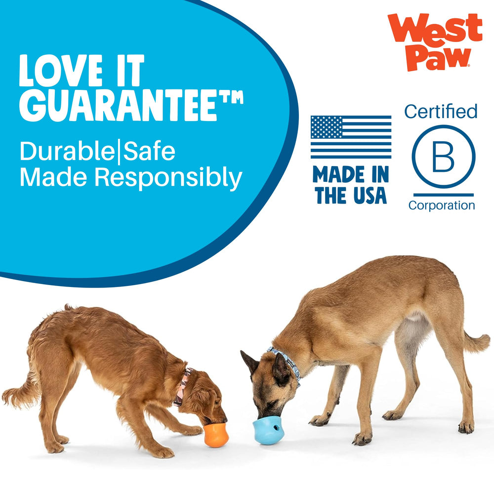 West Paw Zogoflex Toppl filled with kibble turns meals into engaging play.