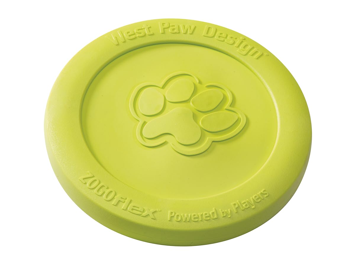 West Paw Zogoflex Zisc dog flying disc in Granny Smith, ideal for fetch and water-friendly play