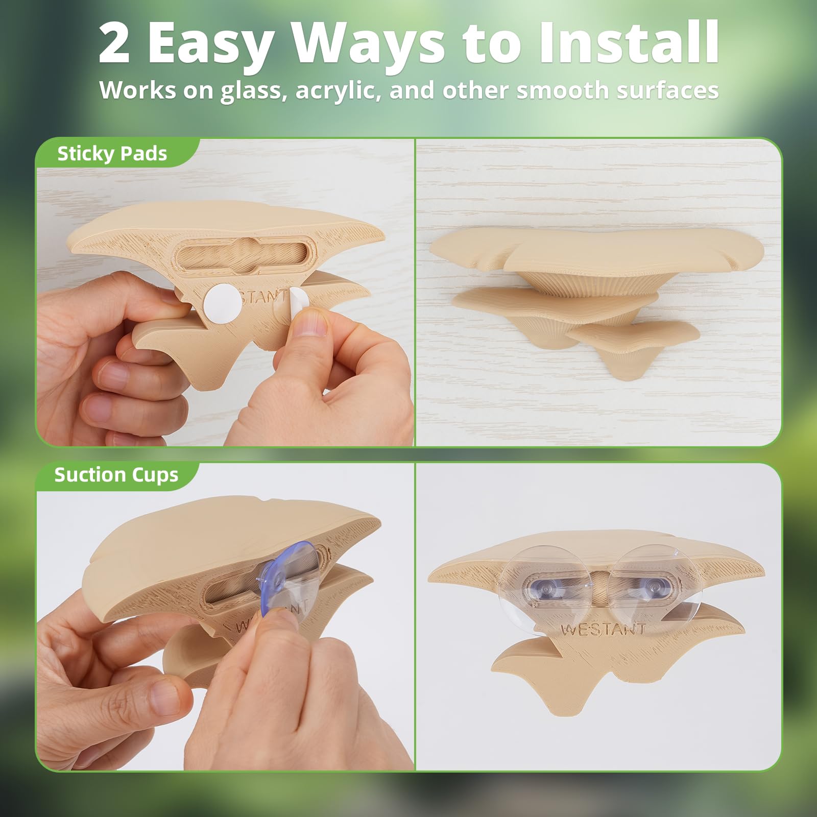 Westant gecko climbing mushroom decor supports safe climbing and exploration.