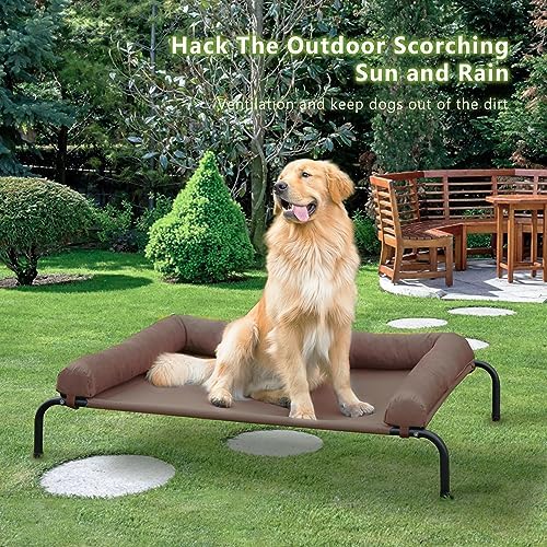 WESTERN HOME Cooling Elevated Dog Bed mesh center promotes airflow for cooling outdoors.