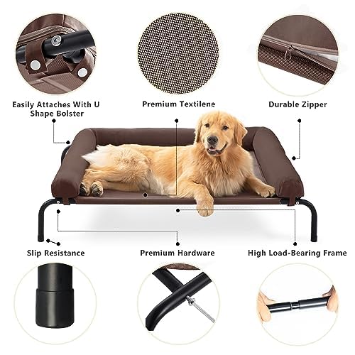 WESTERN HOME Cooling Elevated Dog Bed waterproof bolster is removable for easy cleaning after adventures.