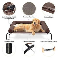 WESTERN HOME Cooling Elevated Dog Bed waterproof bolster is removable for easy cleaning after adventures.