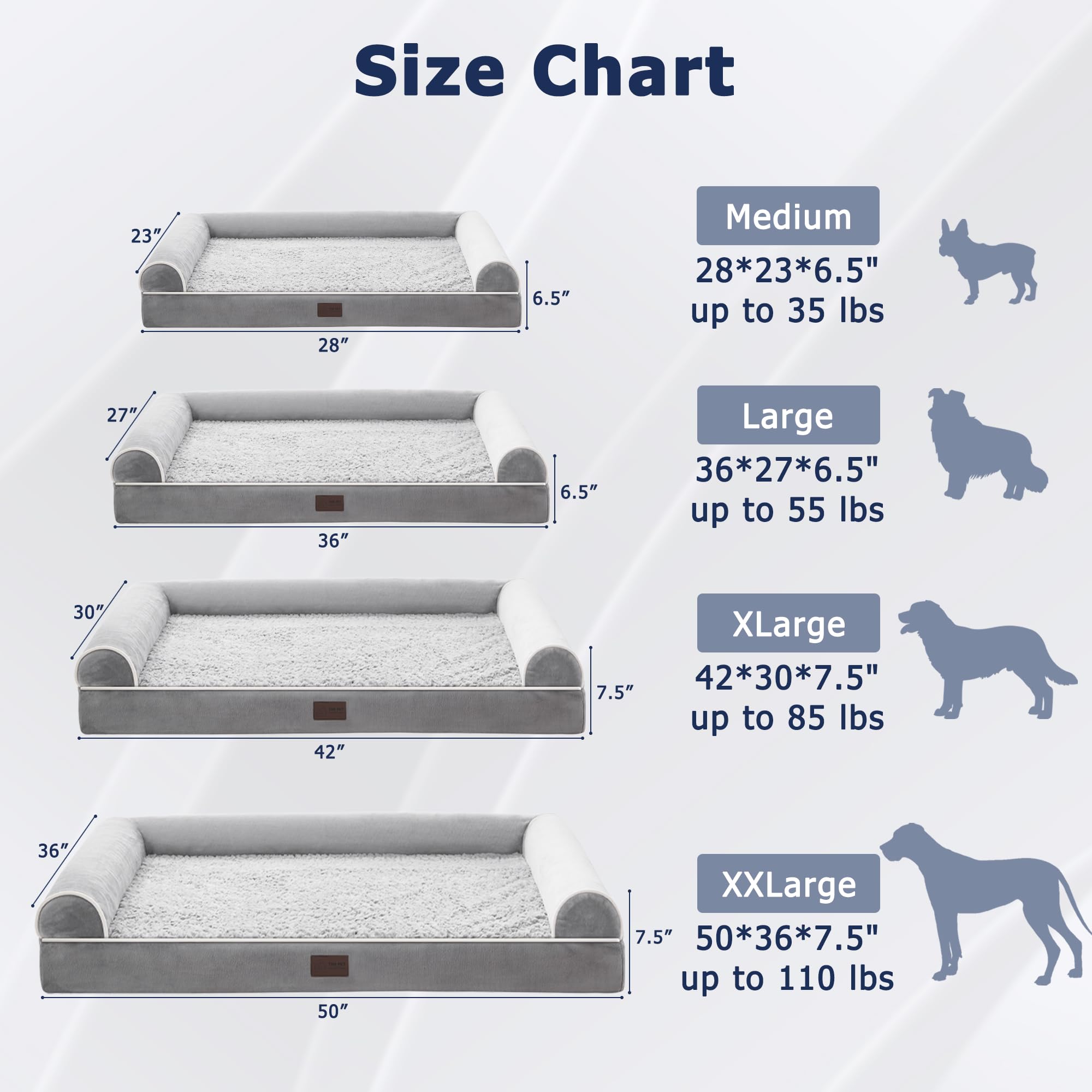 WESTERN HOME Large Dog Bed egg crate foam cushions muscles and joints with even support.
