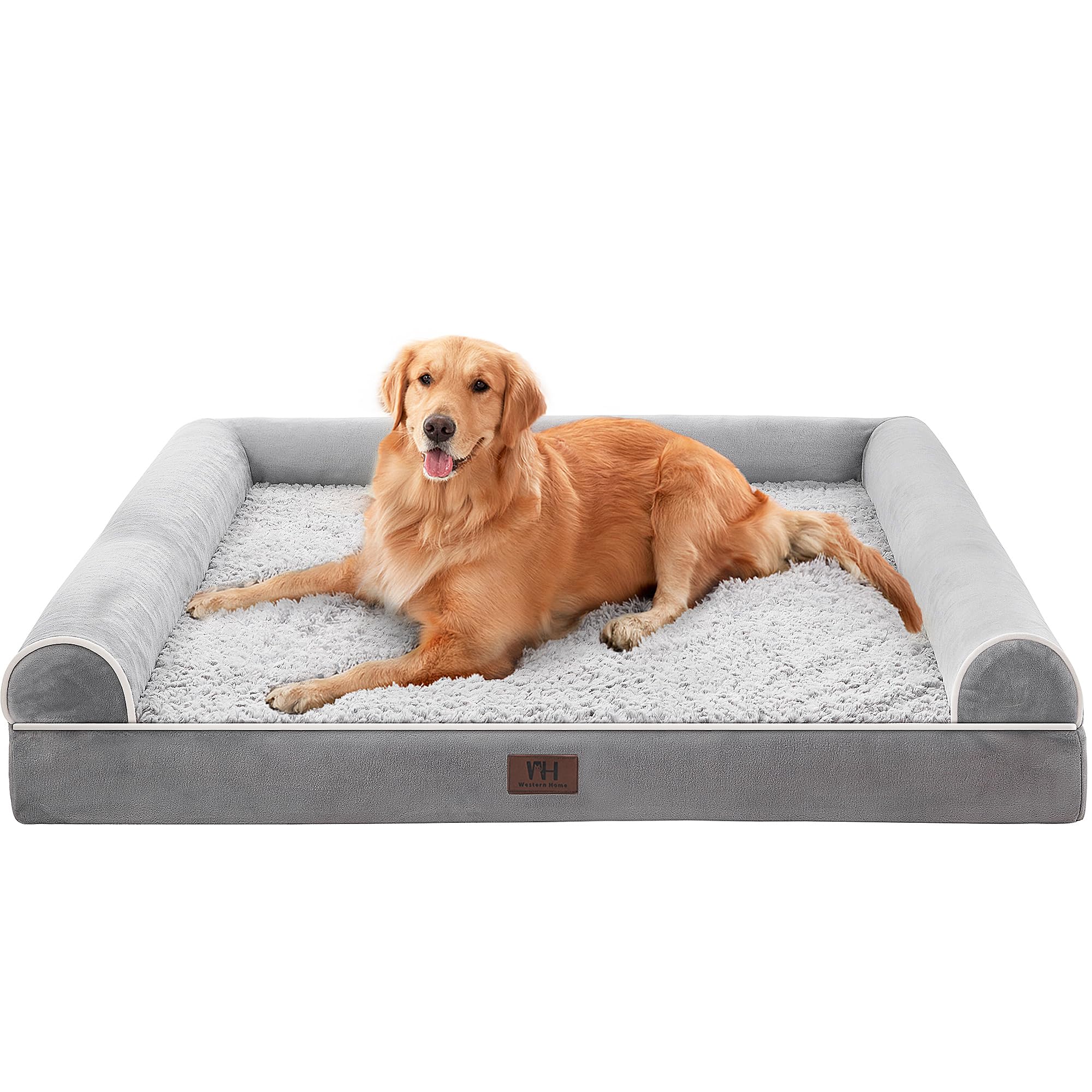 WESTERN HOME Large Dog Bed orthopedic design supports neck comfort and secure lounging.