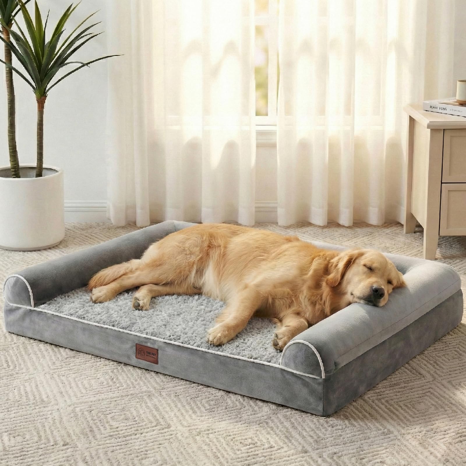 WESTERN HOME Large Dog Bed waterproof lining protects foam and keeps paws dry.
