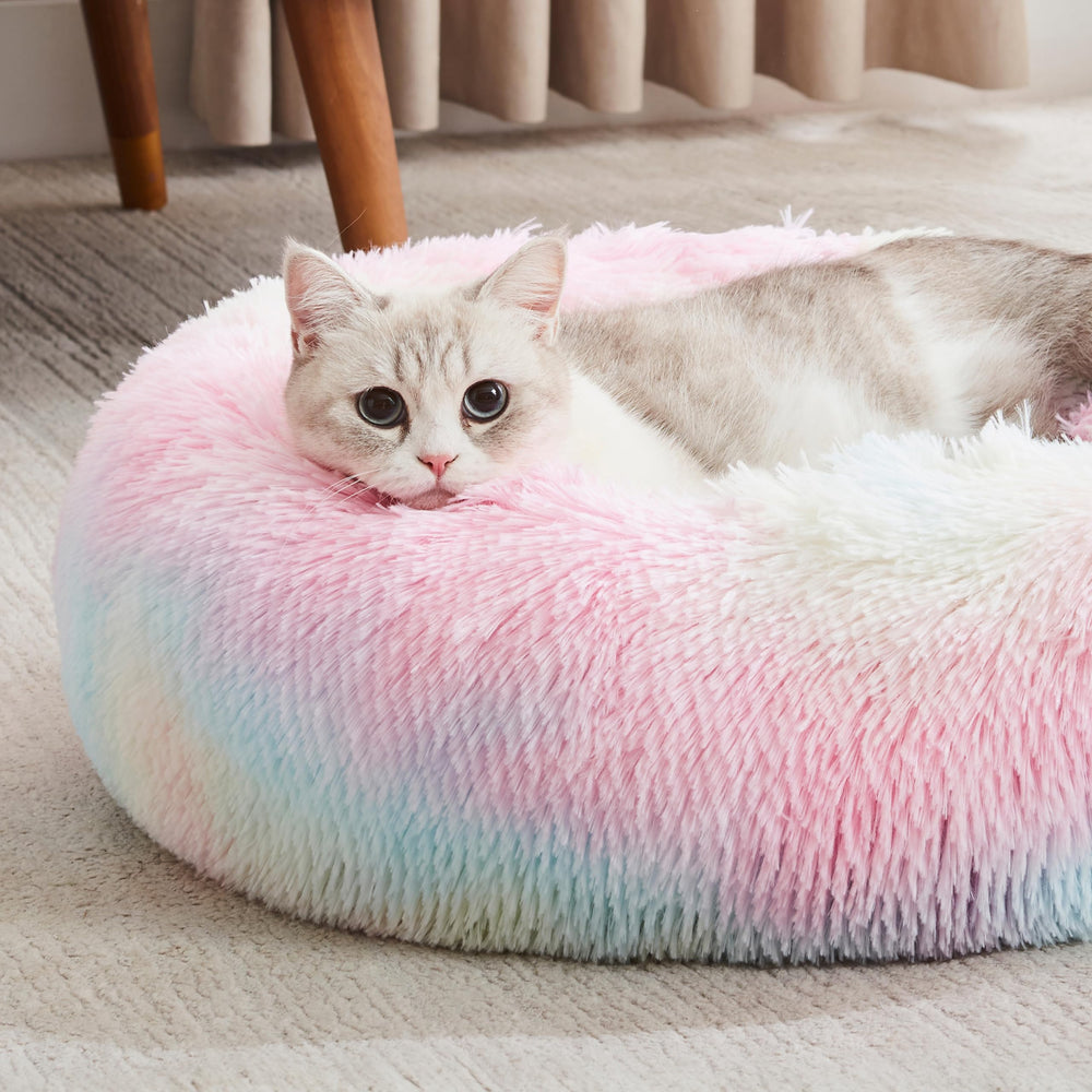 WESTERN HOME WH Calming Bed round donut design cradles curled pets