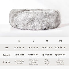 Western Home WH calming bed round donut side view shows plush surround.