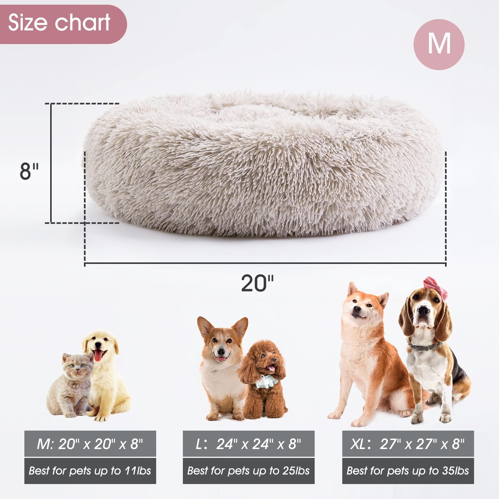 WESTERN HOME WH calming bed size chart helps choose the right fit