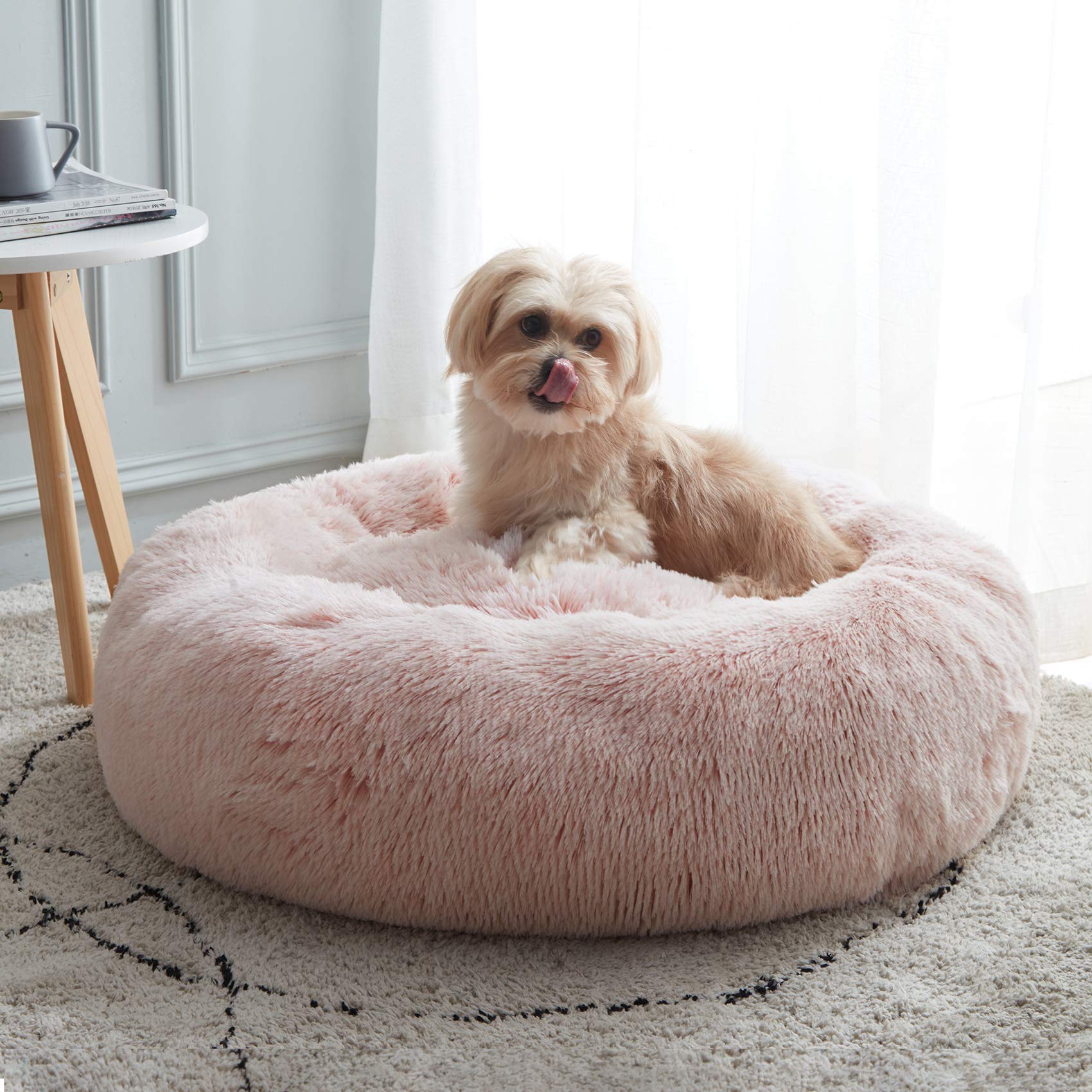 Western Home WH calming dog bed donut full view promotes snug, secure lounging