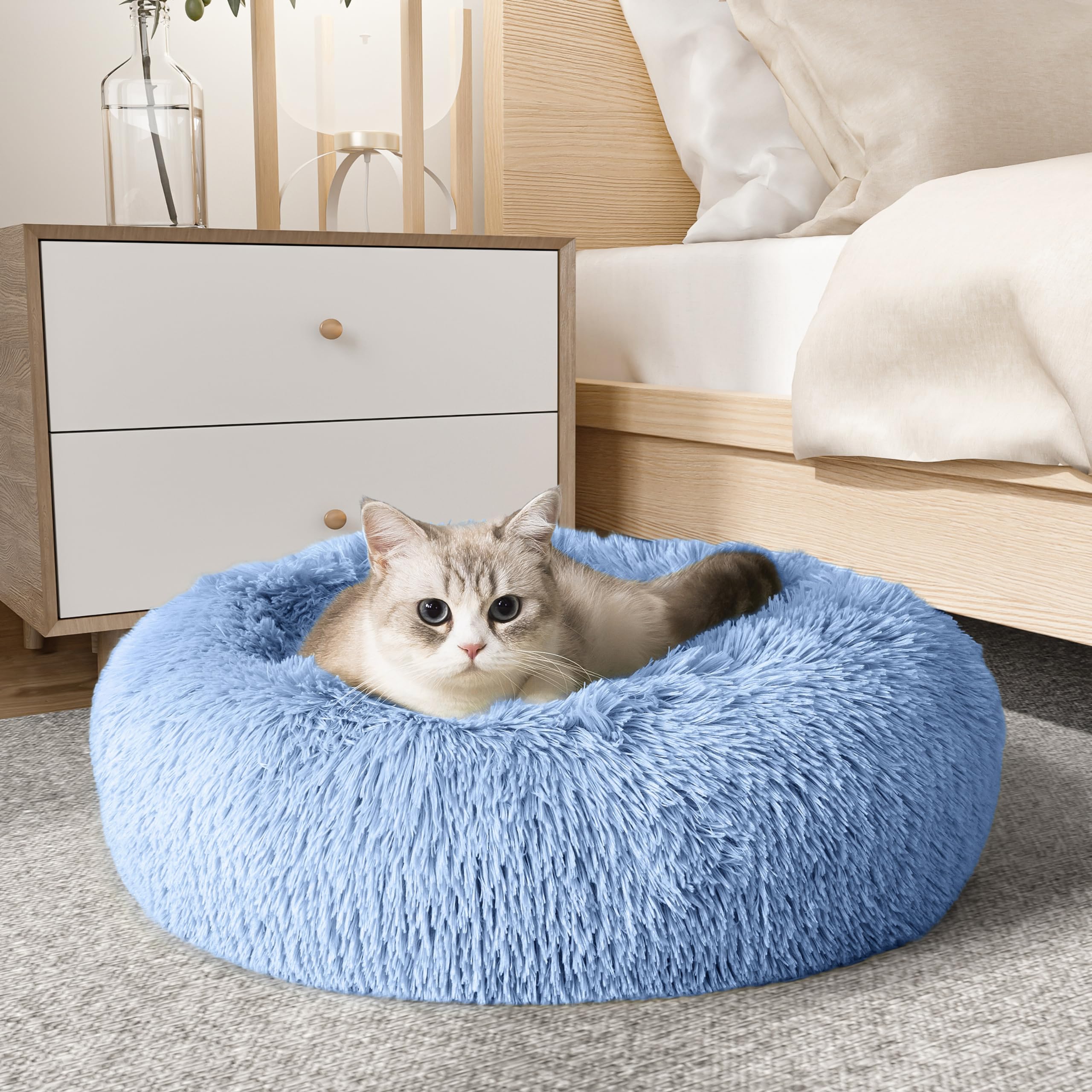 WESTERN HOME WH calming dog bed front view showcasing cozy donut design ideal for curling up