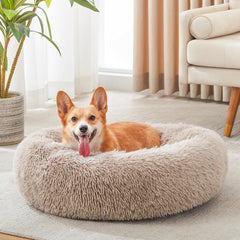 WESTERN HOME WH Calming dog bed round design emphasizes secure curling for pets.