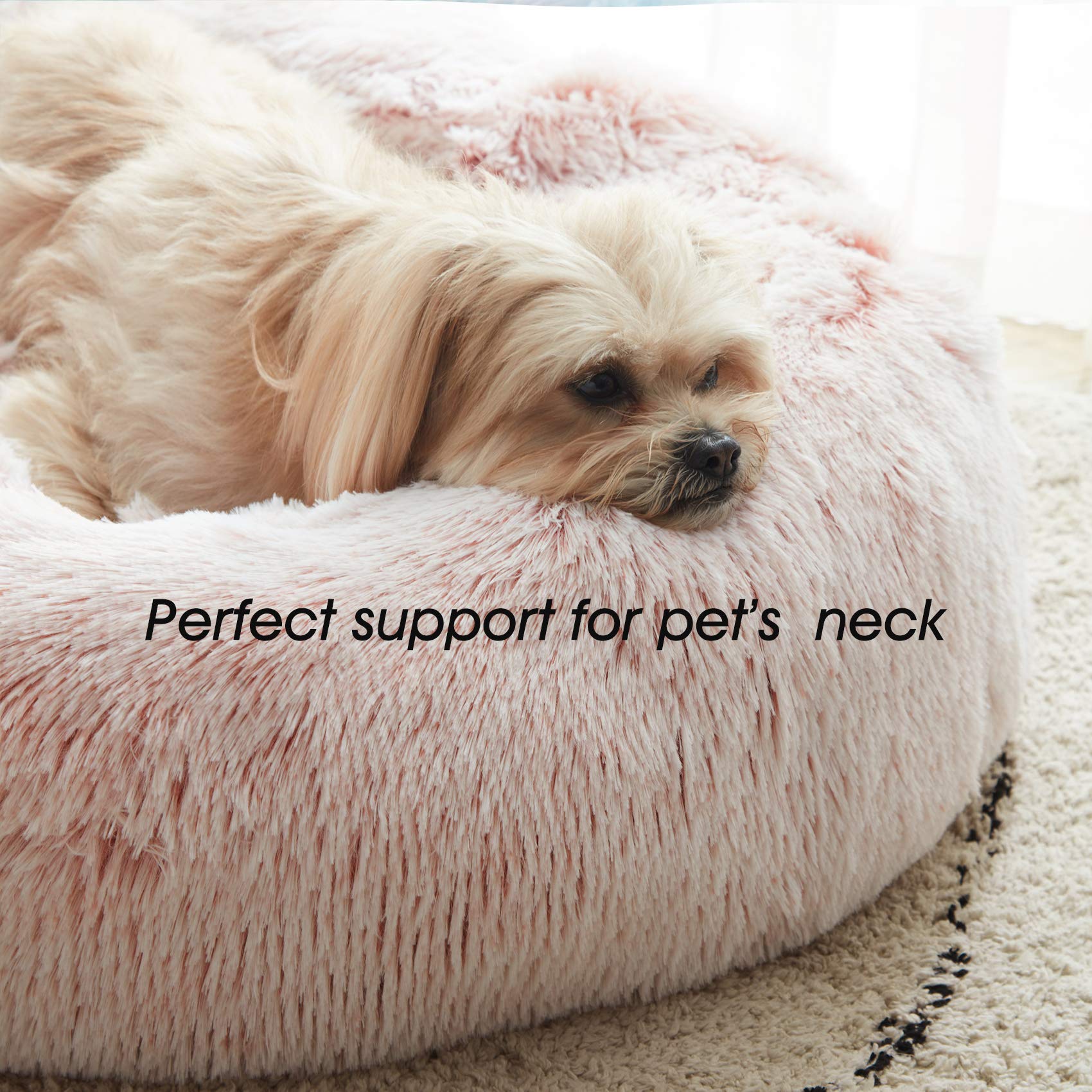 WESTERN HOME WH Calming Donut Bed anti-slip bottom keeps pet stable on floors