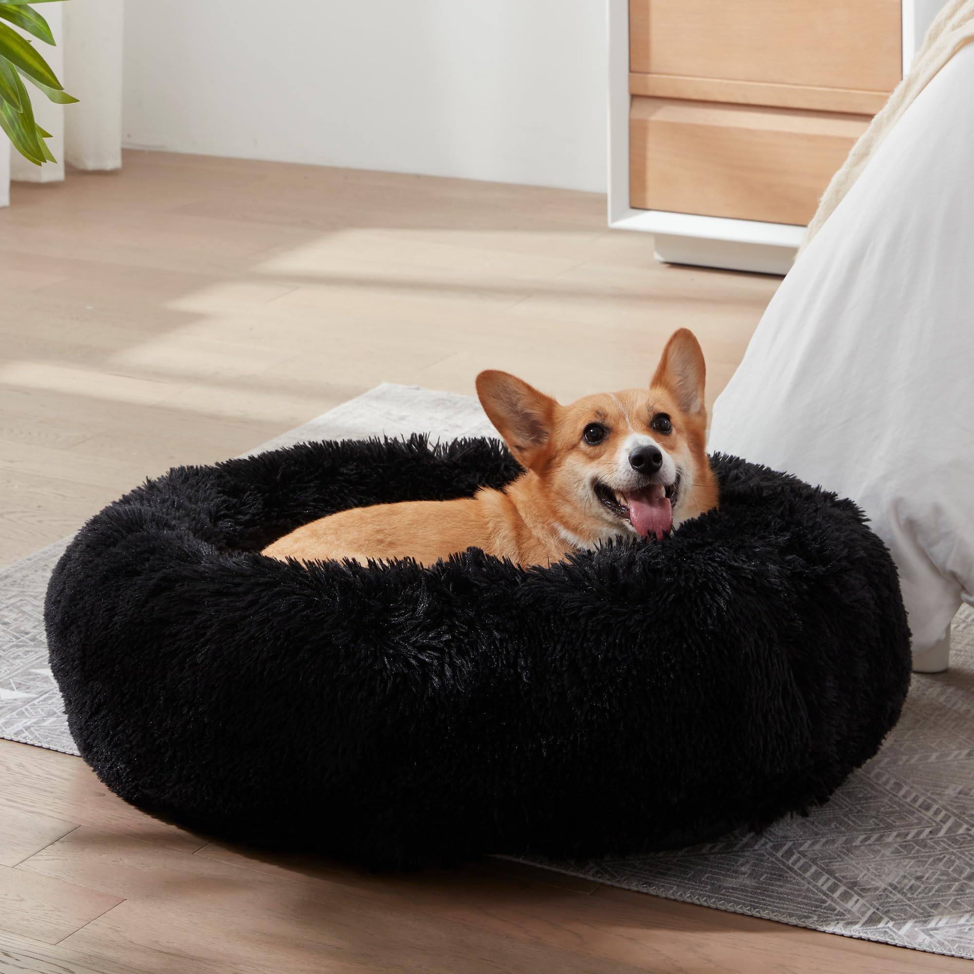 WESTERN HOME WH Calming Donut Bed curl-friendly design invites pets to nestle securely.