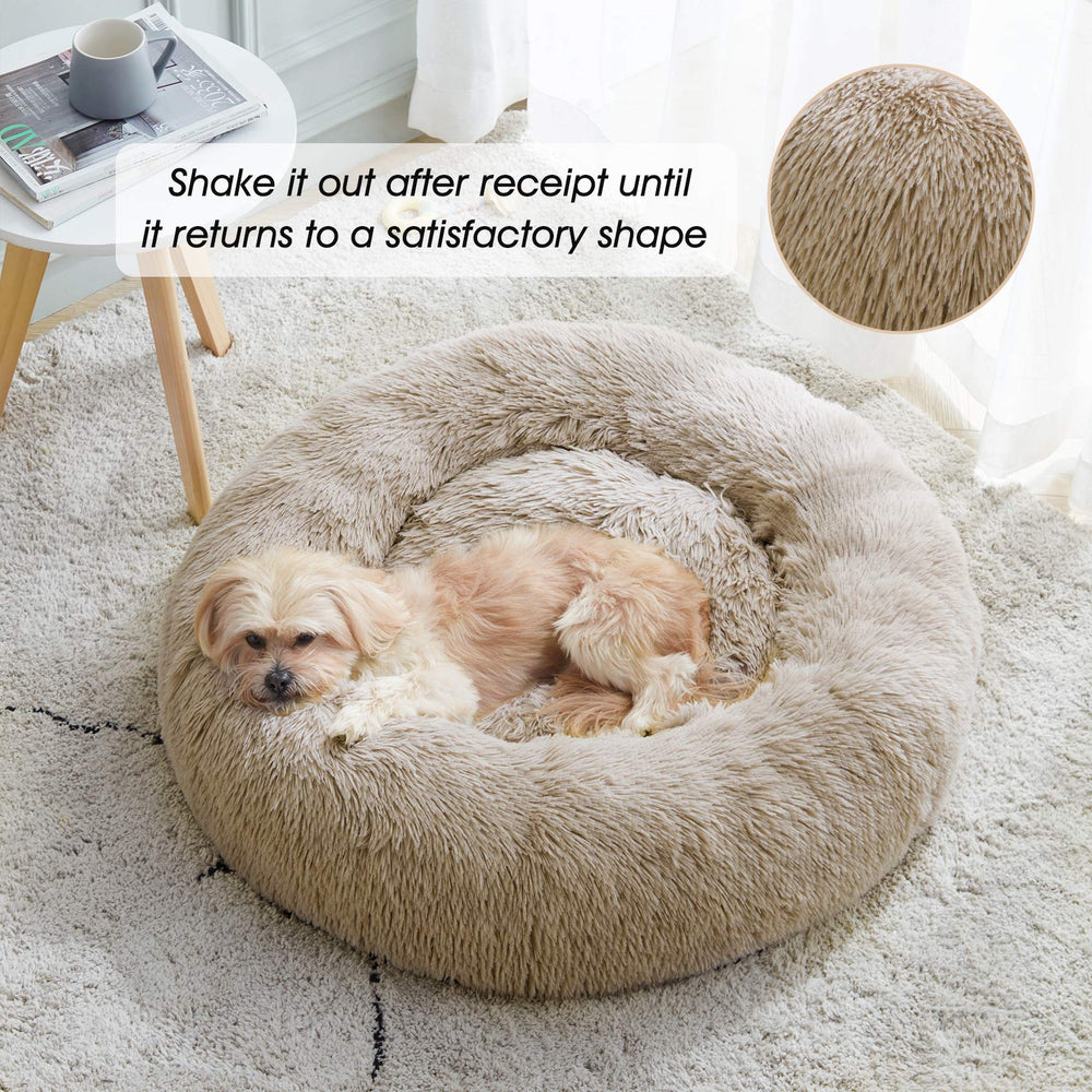 Western Home WH calming donut bed outer bulge detail highlights secure curling space for pets.