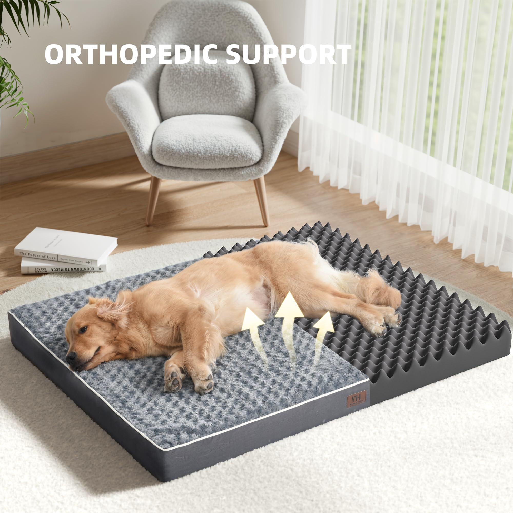 WESTERN HOME WH egg crate foam provides orthopedic-like support for large dogs.
