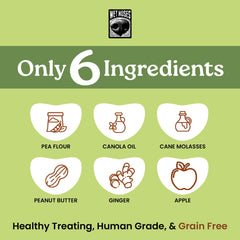 Wet Noses Grain-Free Dog Treats dog-eating shot shows a happy, grab-and-go snack.