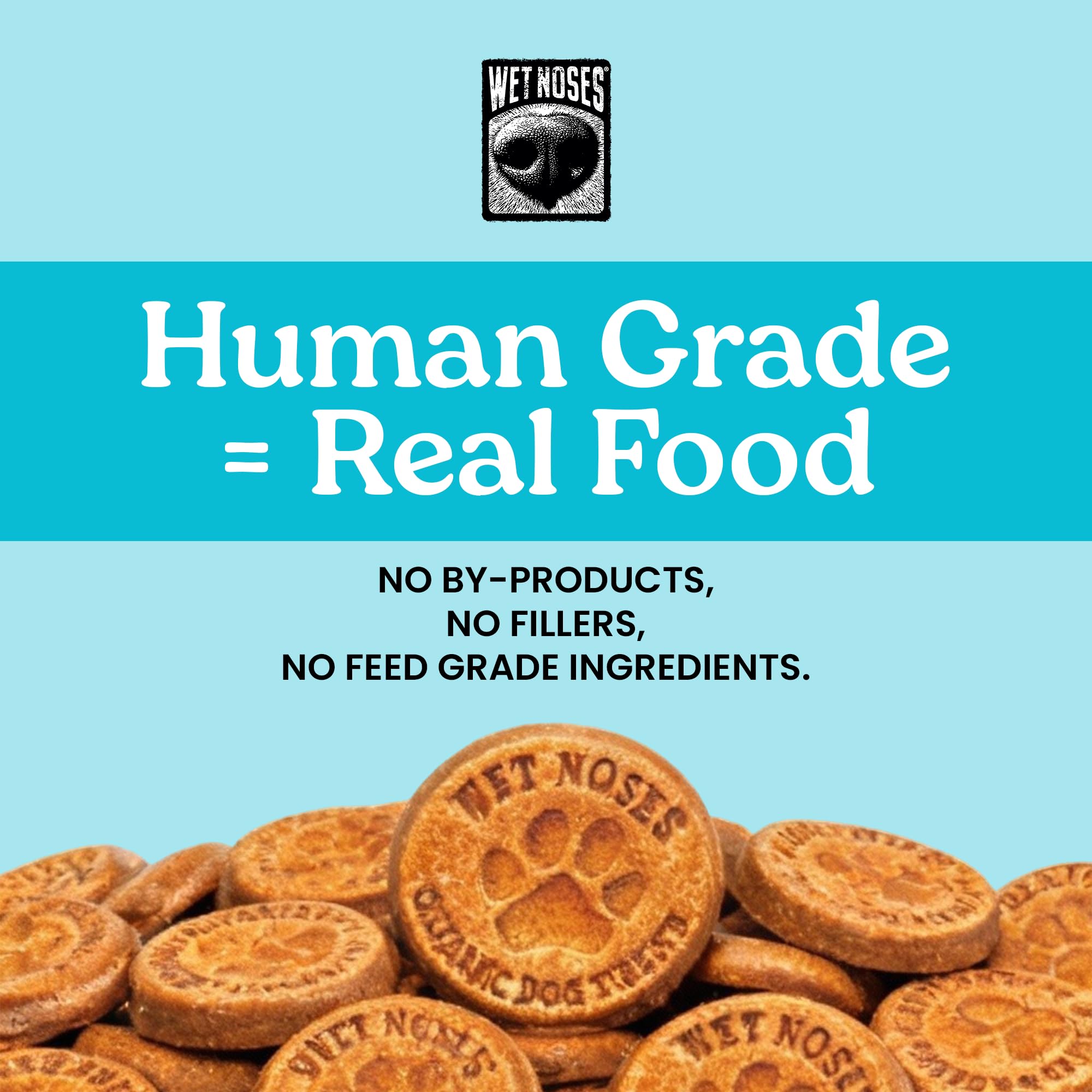 Wet Noses grain-free peanut butter molasses treats for dogs.