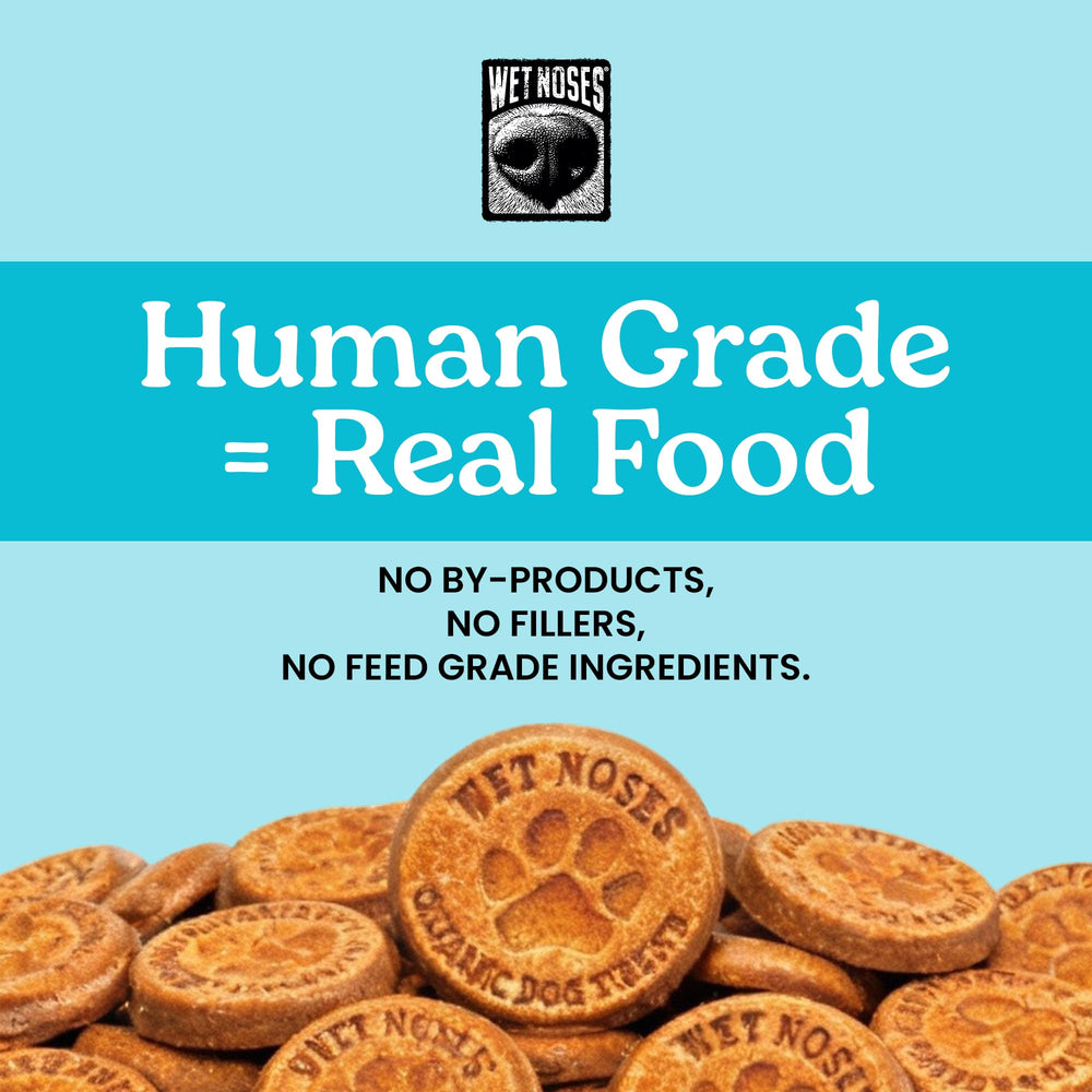 Wet Noses grain-free peanut butter molasses treats for dogs.