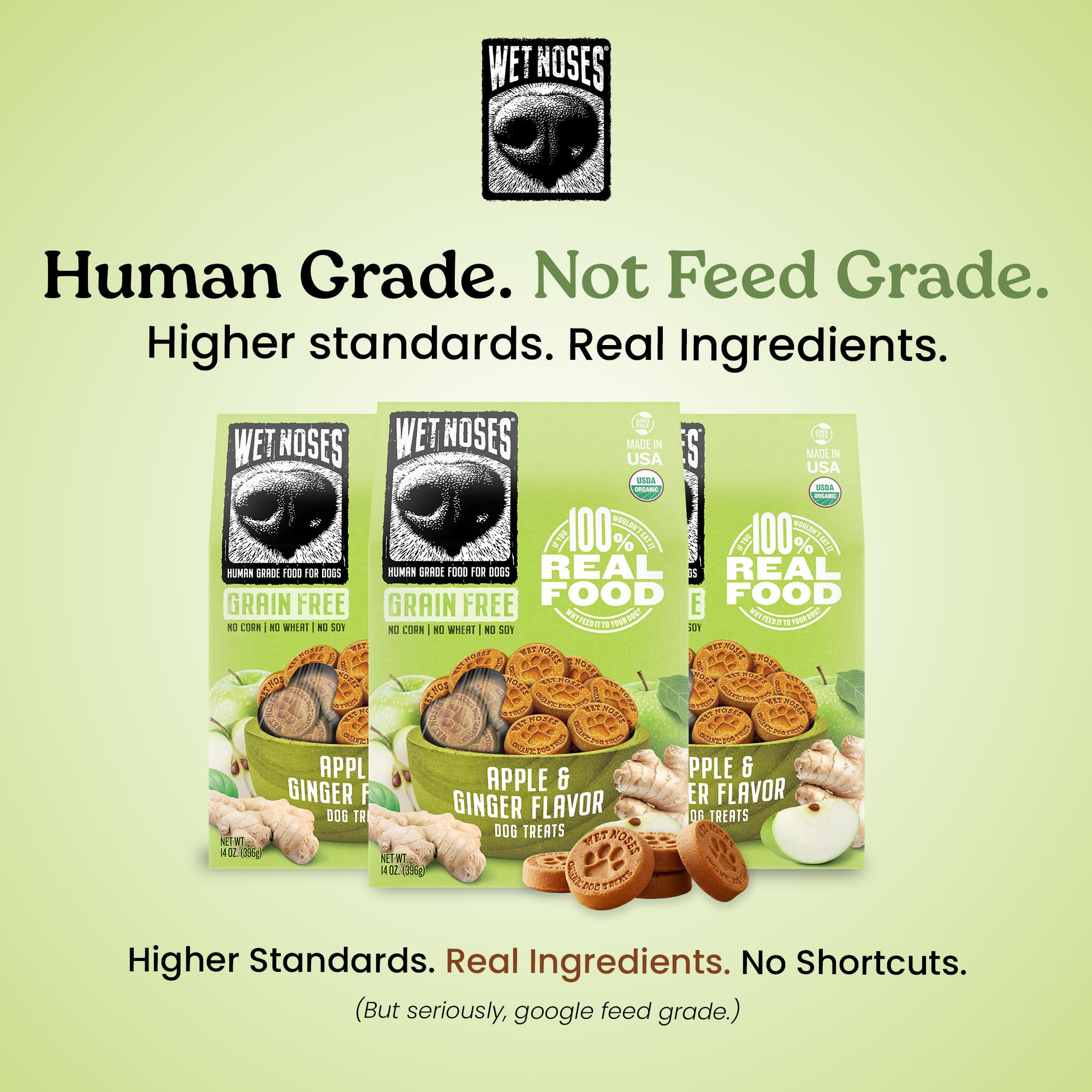 Wet Noses Non-GMO Organic Ingredients component photo highlights clean, natural components.