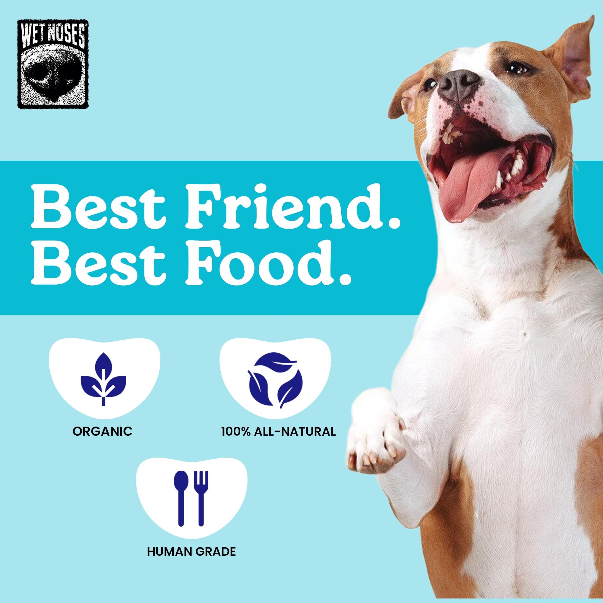 Wet Noses non-GMO organic treats highlight wholesome ingredients.