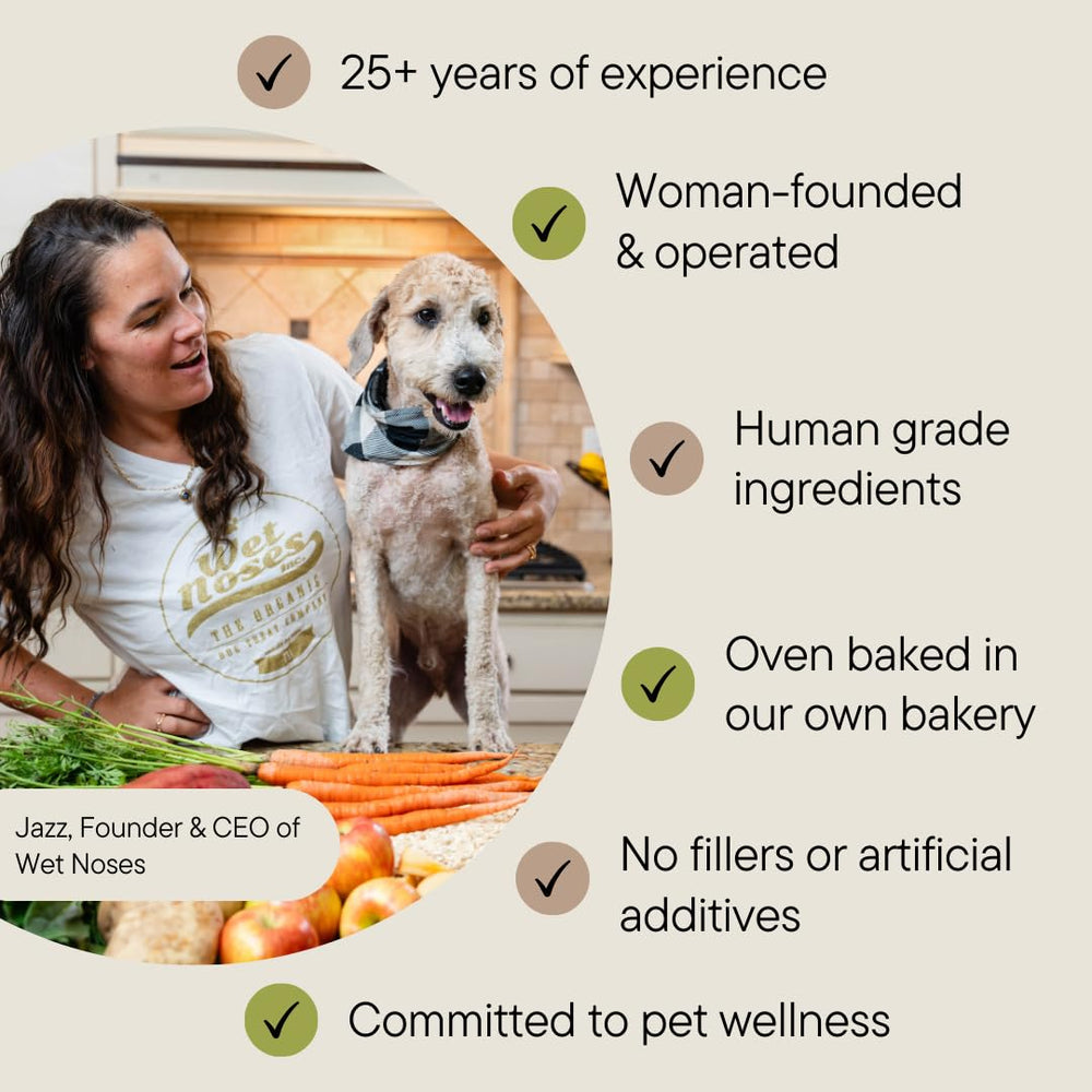 Wet Noses Organic Crunchy Dog Treats packaged 5 lb bag for home use.