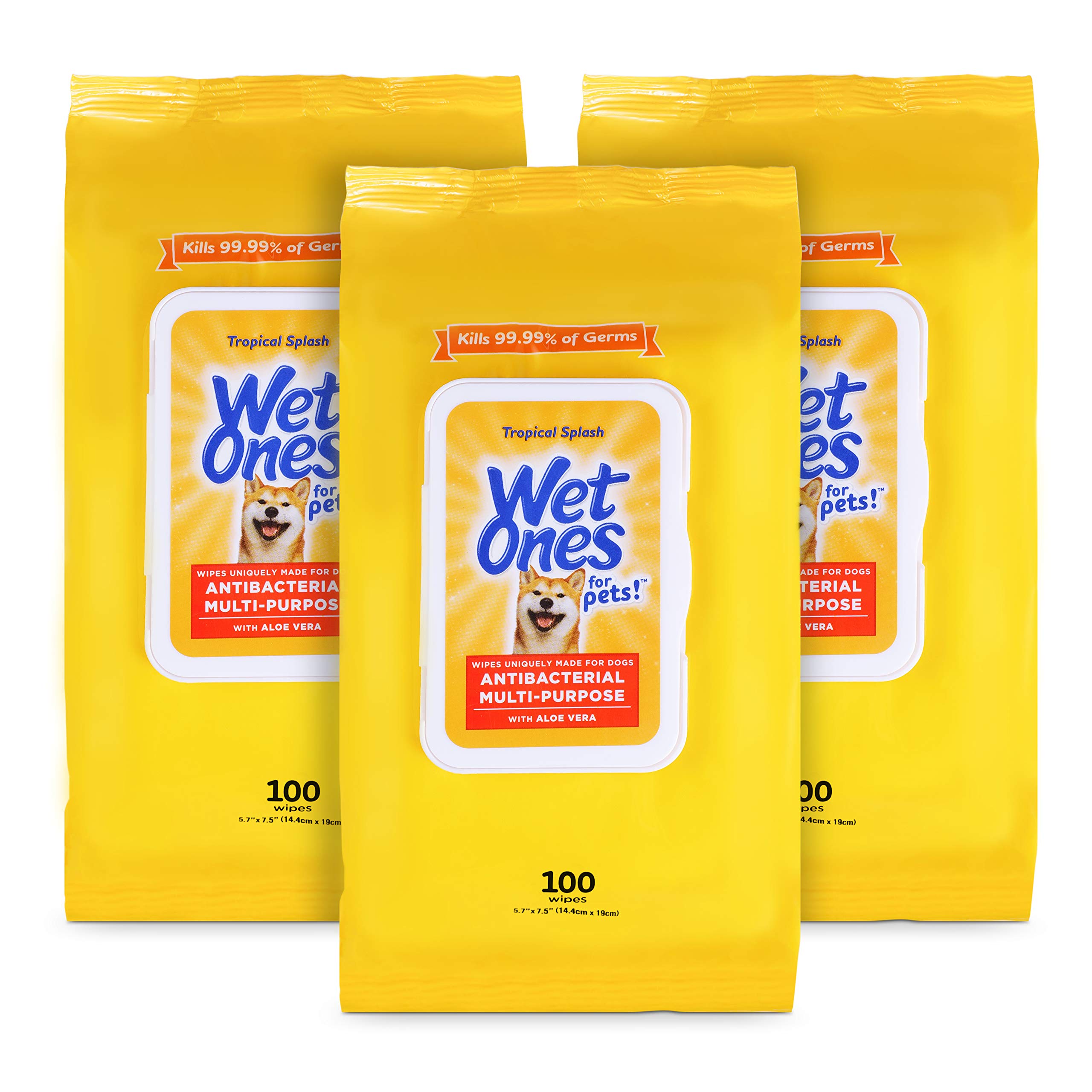 Wet Ones for Pets packaging close-up showing multipurpose wipes for quick cleanups