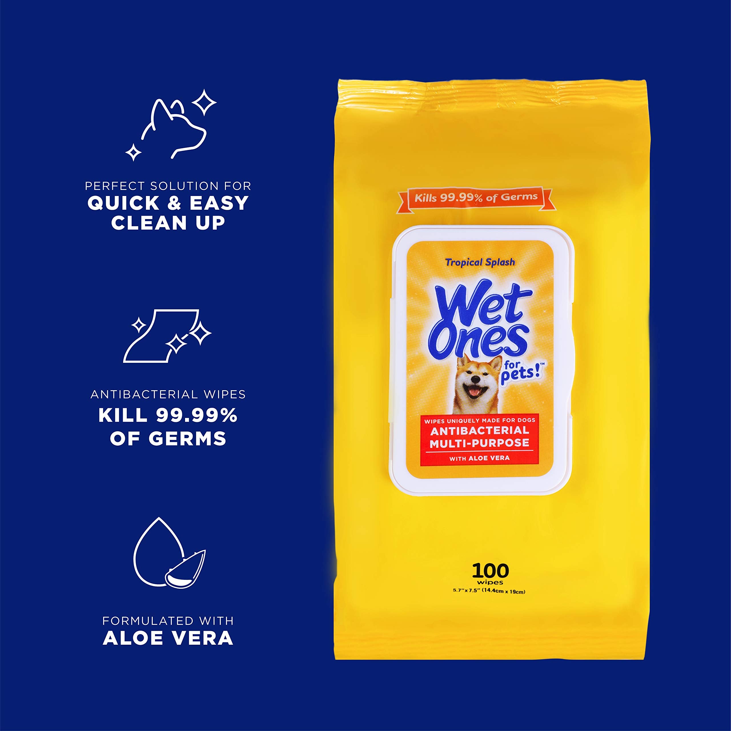 Wet Ones for Pets wipe on dog's coat to remove dirt