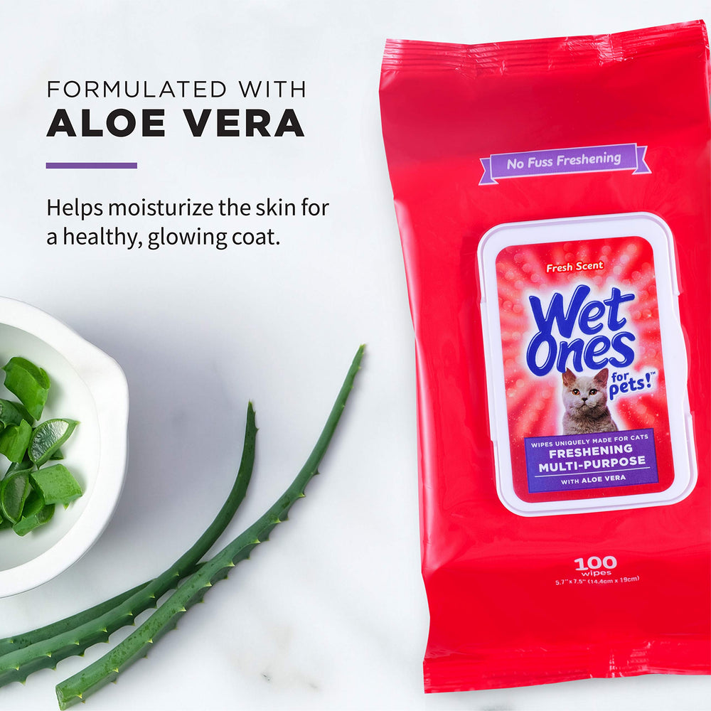 Wet Ones Pets Allover Grooming Wipes remove dirt and dander across the body.