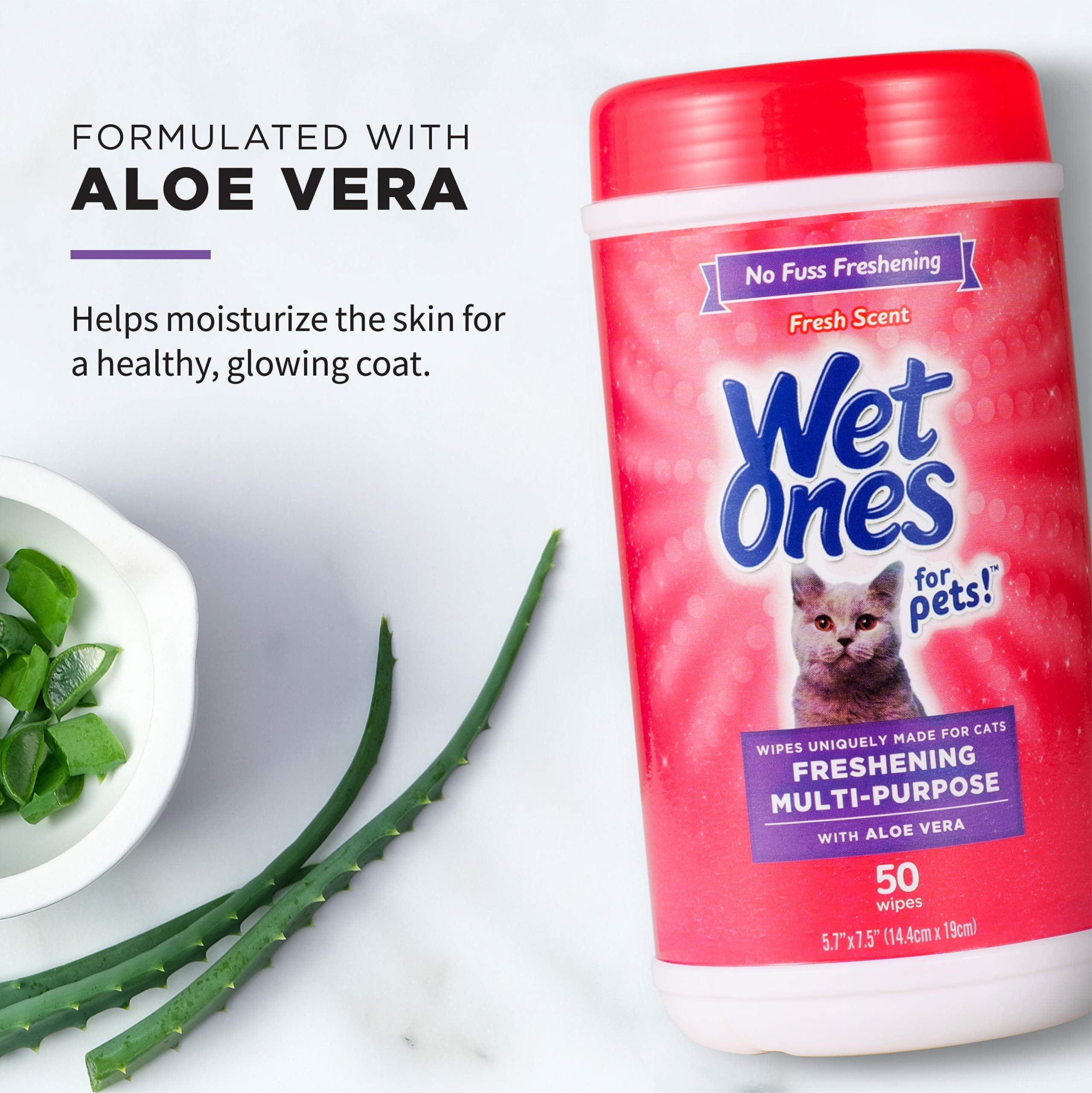 Wet Ones for Pets cat wipes fresh scent packaging on shelf
