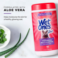 Wet Ones for Pets cat wipes fresh scent packaging on shelf