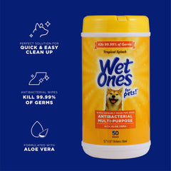 Wet Ones for Pets with Aloe Vera for dogs provides gentle skin moisturization