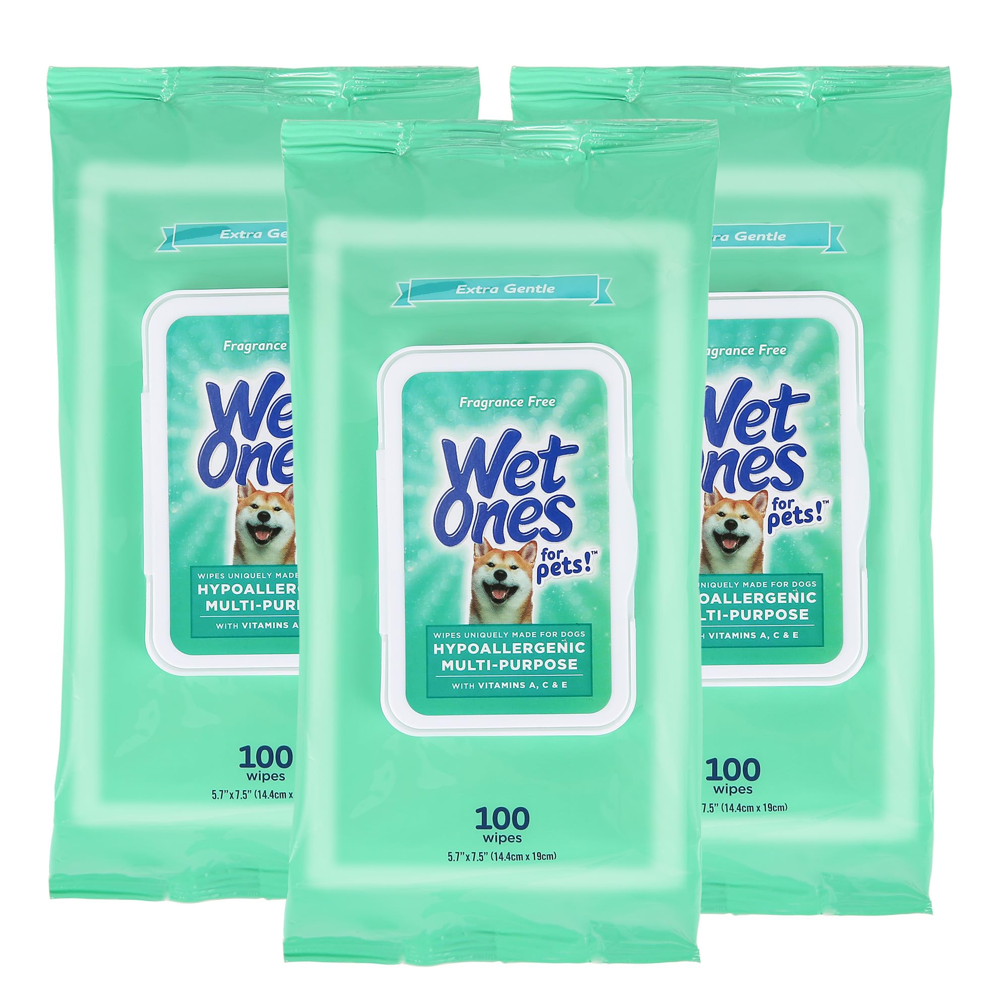 Wet Ones Pets Wipes 300-count pack front for quick on-the-go cleaning.