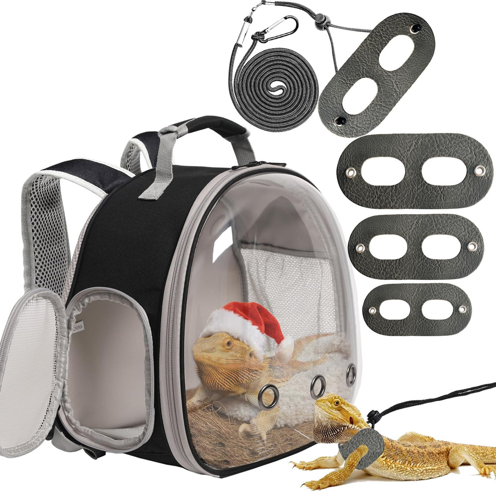 WEVONIGU bearded dragon backpack with bubble window for calm outdoor travel.