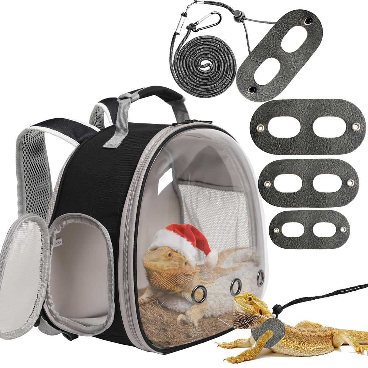 WEVONIGU bearded dragon backpack with bubble window for calm outdoor travel.