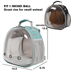 WEVONIGU Bearded Dragon Backpack Front View Bubble Window allows calm, scenic checks.