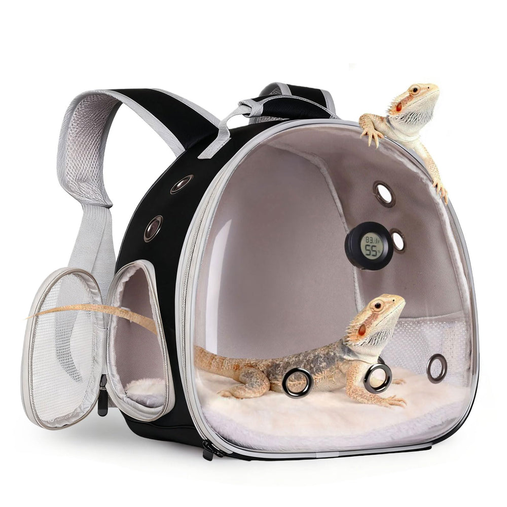 WEVONIGU Bearded Dragon travel backpack with bubble window for on-the-go viewing.