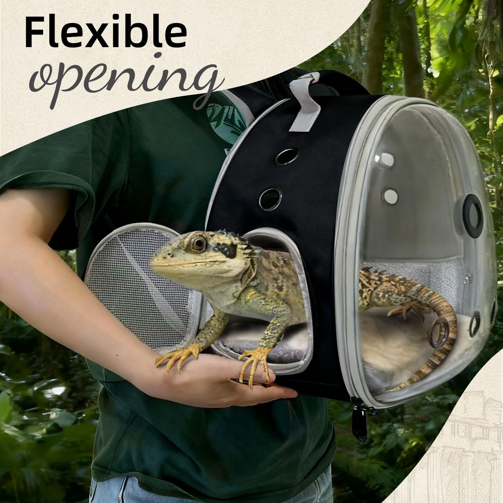 Lightweight, easy-clean material designed for hassle-free reptile travel.